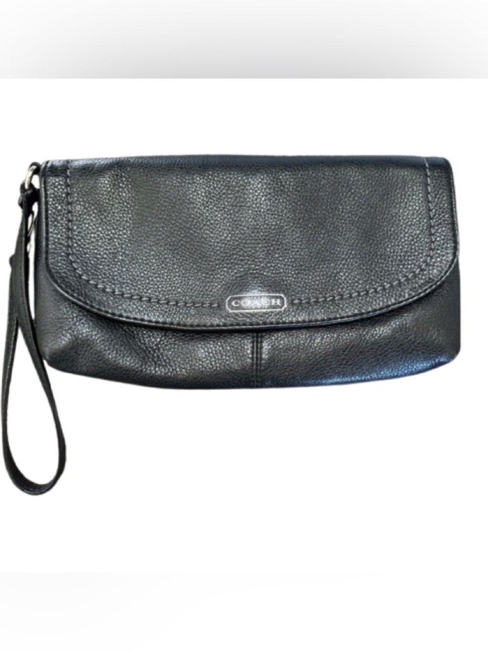 Coach Black Pebbled Leather Wristlet/Clutch EUC